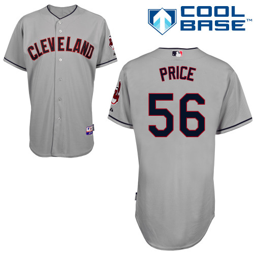 Bryan Price #56 MLB Jersey-Cleveland Indians Men's Authentic Road Gray Cool Base Baseball Jersey